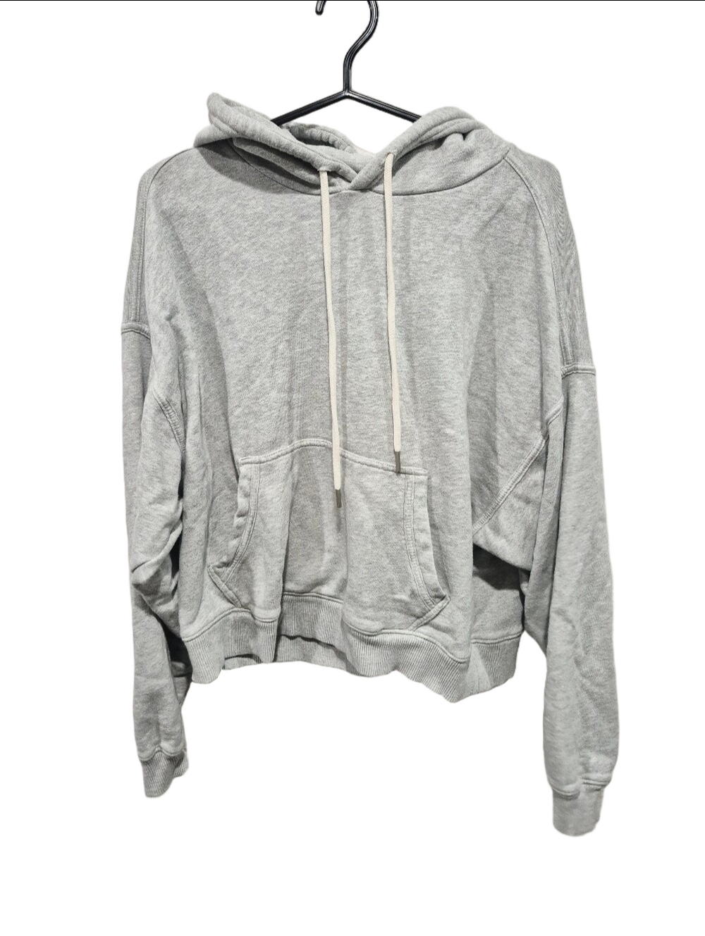 Aerie Heather Grey Cropped Fleece Hoodie Sweatshirt Size S Small